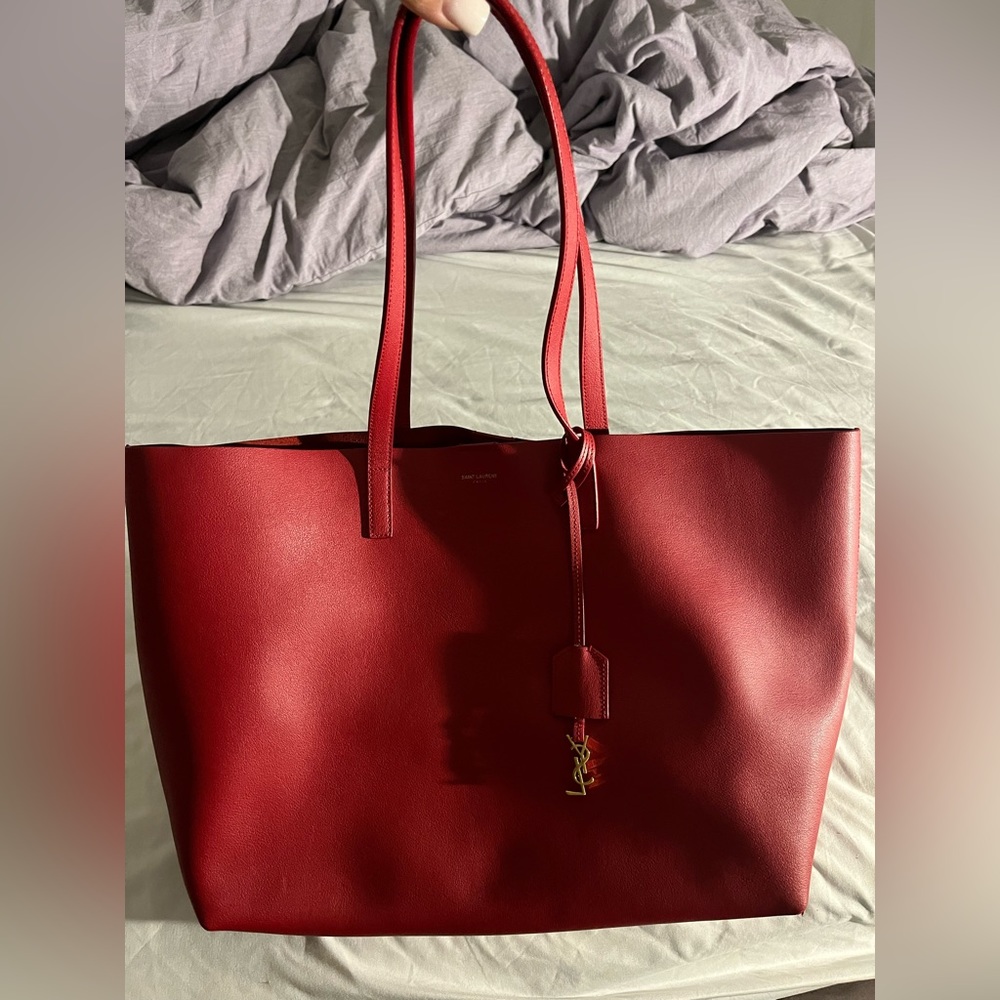 Yves Saint Laurent red leather oversized bag!